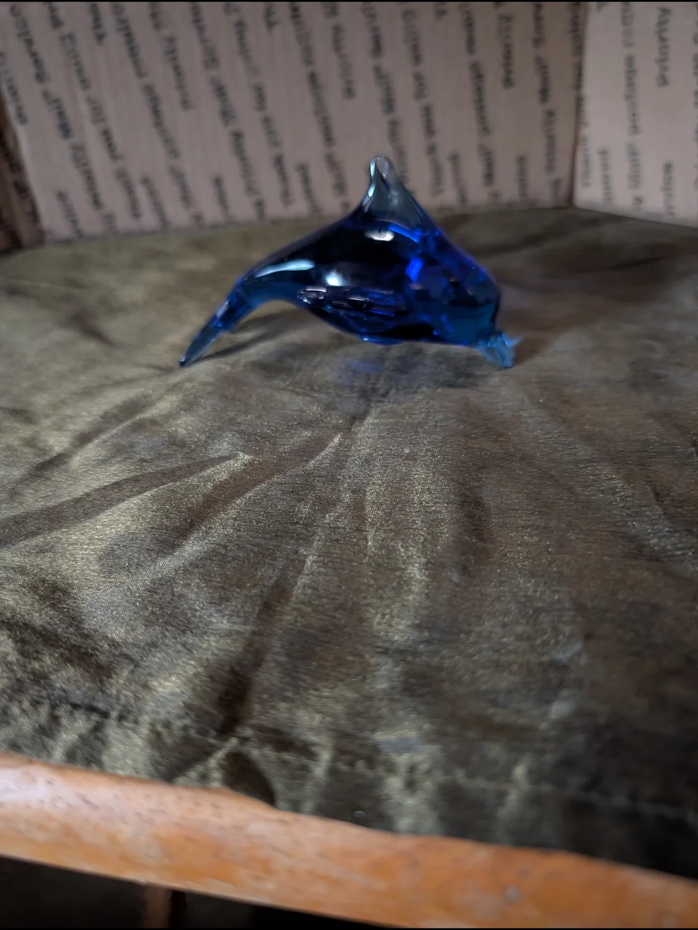 Blue Glass Dolphin Aquarium Ornament - Decorative Fish Accent